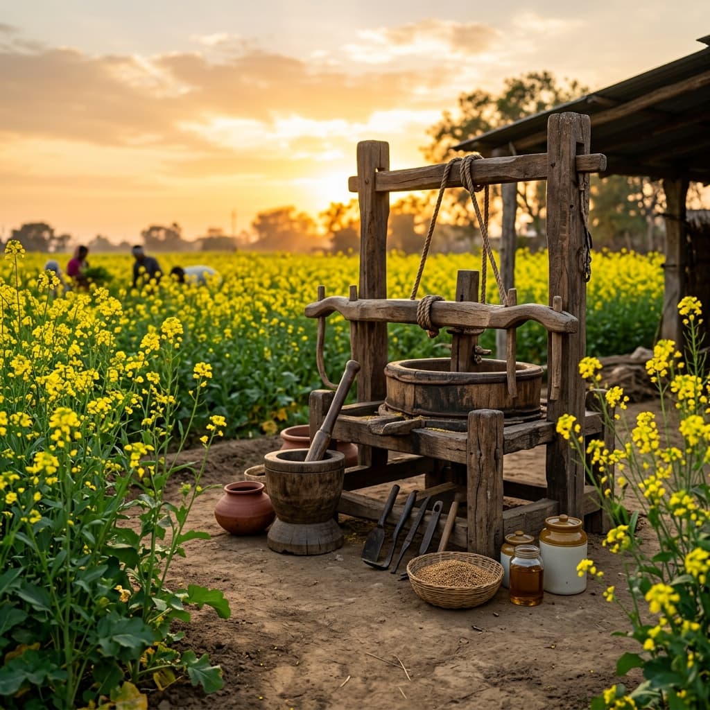 Cold-Pressed Kachi Ghani Mustard Oil - Farm Sourcing